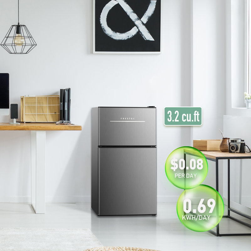 Frestec 3.2 Cubic Feet Freestanding Mini Fridge with Freezer & Reviews